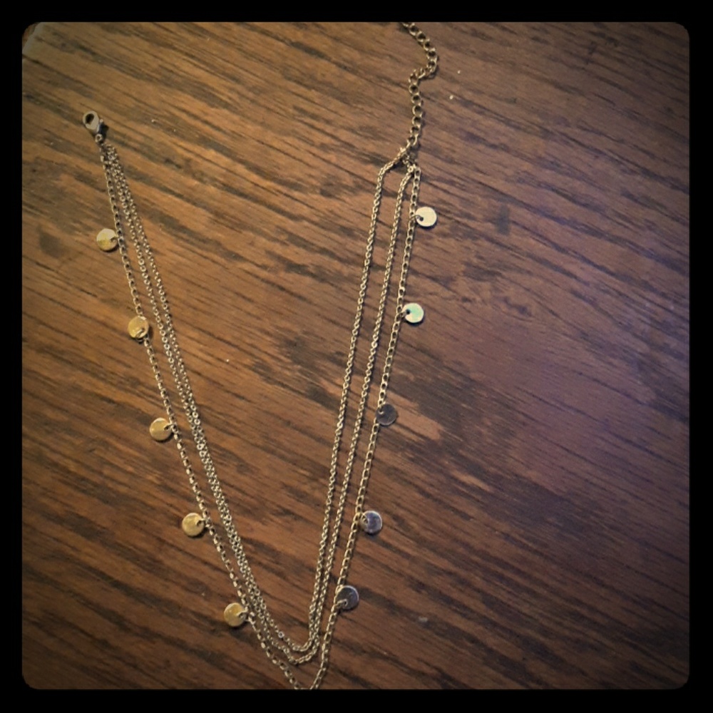 gold 3 strand choker necklace